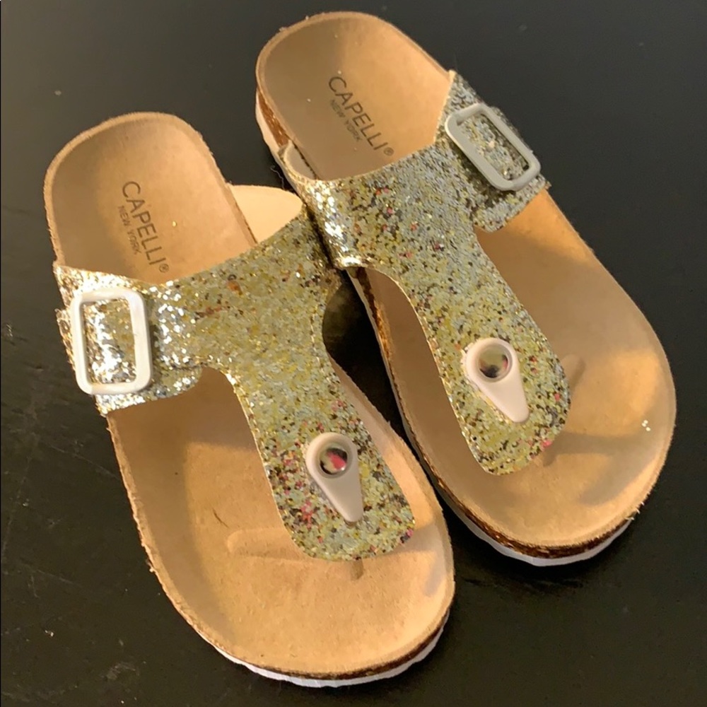 Capellini Gold Sequin Sandals 1-2